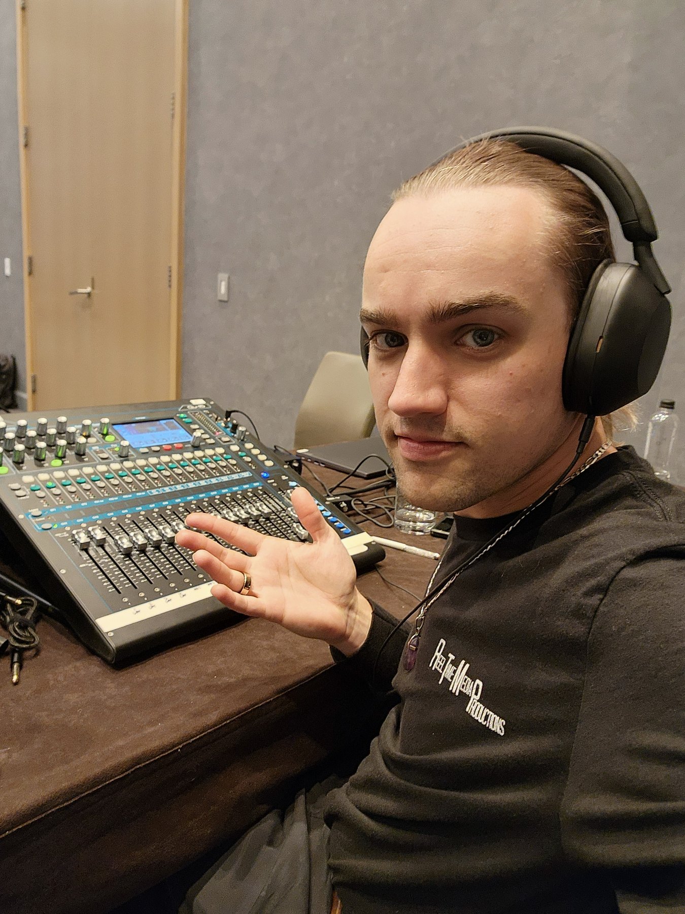 Mixing the show from the audio console
