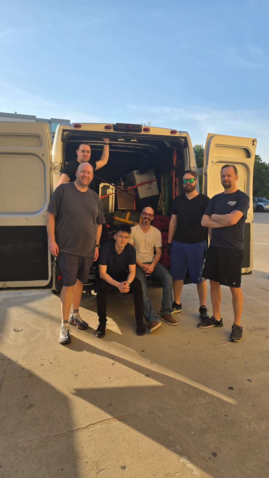 Crew loading out of the van